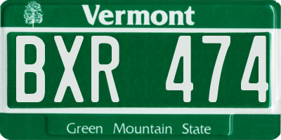 VT license plate BXR474