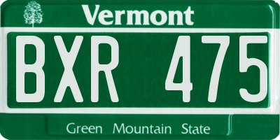 VT license plate BXR475