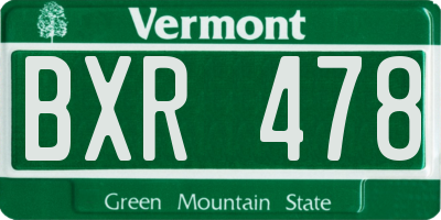 VT license plate BXR478