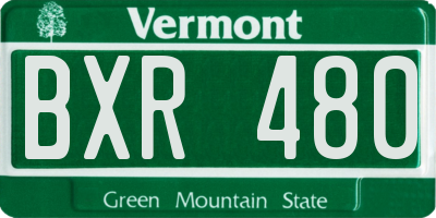 VT license plate BXR480