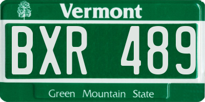 VT license plate BXR489