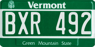 VT license plate BXR492