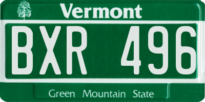 VT license plate BXR496