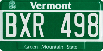 VT license plate BXR498