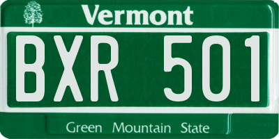 VT license plate BXR501