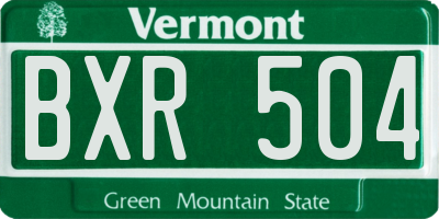 VT license plate BXR504