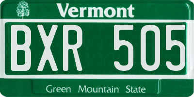 VT license plate BXR505