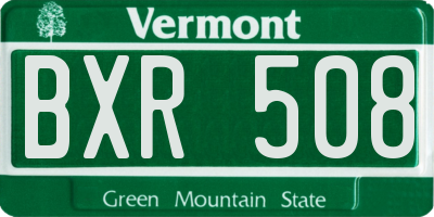 VT license plate BXR508