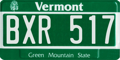 VT license plate BXR517