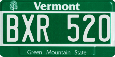 VT license plate BXR520