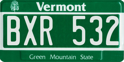 VT license plate BXR532