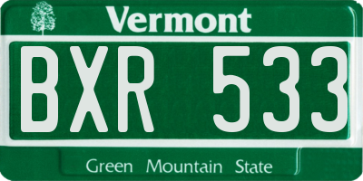 VT license plate BXR533