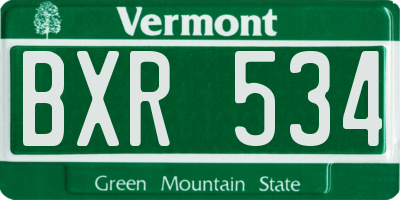 VT license plate BXR534