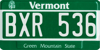 VT license plate BXR536
