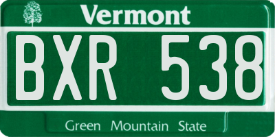 VT license plate BXR538