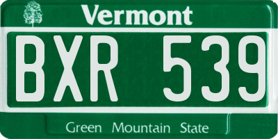 VT license plate BXR539