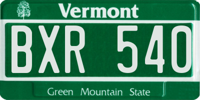 VT license plate BXR540