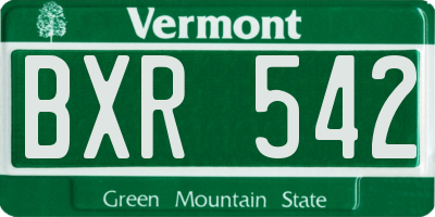 VT license plate BXR542