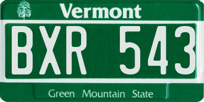 VT license plate BXR543