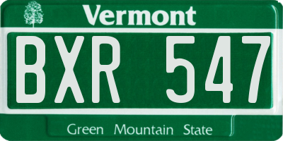 VT license plate BXR547