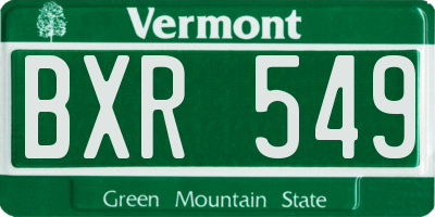 VT license plate BXR549