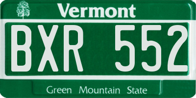 VT license plate BXR552