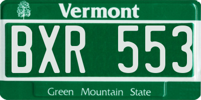 VT license plate BXR553