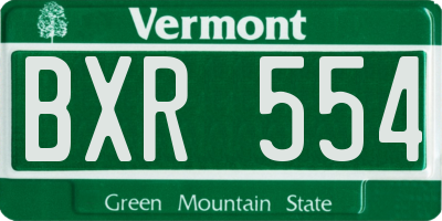 VT license plate BXR554