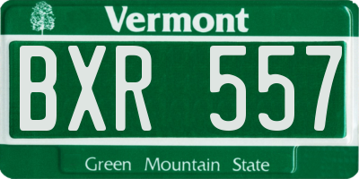 VT license plate BXR557