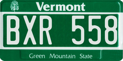 VT license plate BXR558