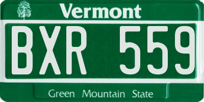 VT license plate BXR559