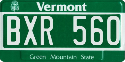 VT license plate BXR560