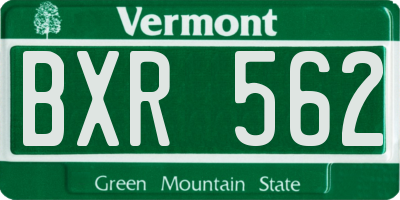 VT license plate BXR562
