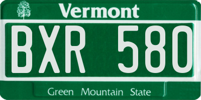 VT license plate BXR580
