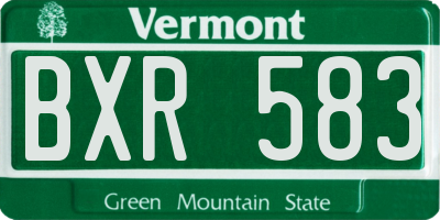 VT license plate BXR583