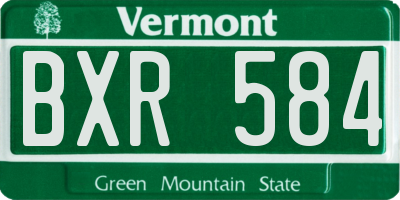 VT license plate BXR584