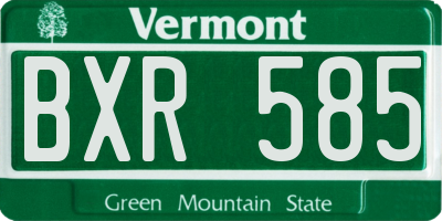 VT license plate BXR585