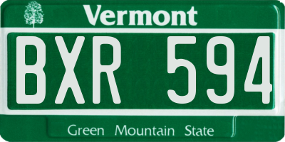 VT license plate BXR594
