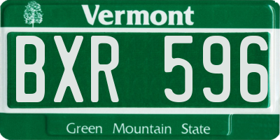 VT license plate BXR596