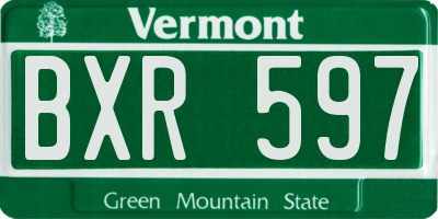 VT license plate BXR597