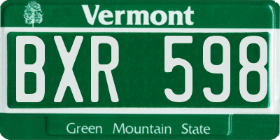 VT license plate BXR598