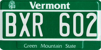 VT license plate BXR602