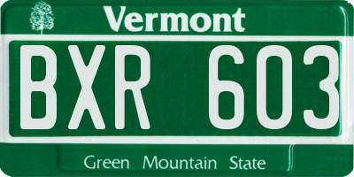 VT license plate BXR603