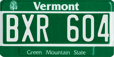 VT license plate BXR604