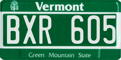 VT license plate BXR605