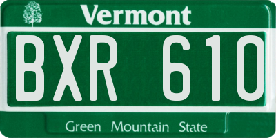 VT license plate BXR610