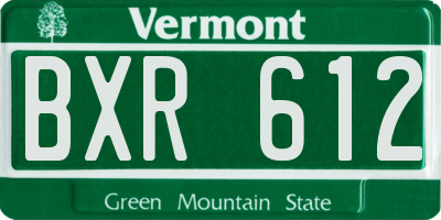 VT license plate BXR612