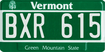 VT license plate BXR615