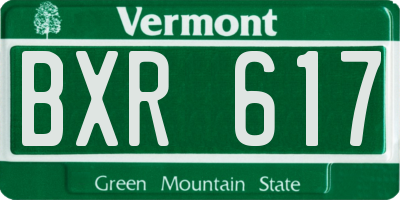 VT license plate BXR617