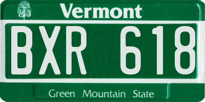 VT license plate BXR618